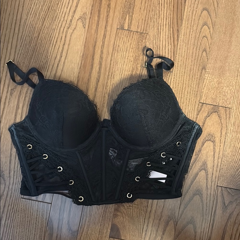 Victorias Secret 32B Very Sexy Rose and Grommet Push up corset top